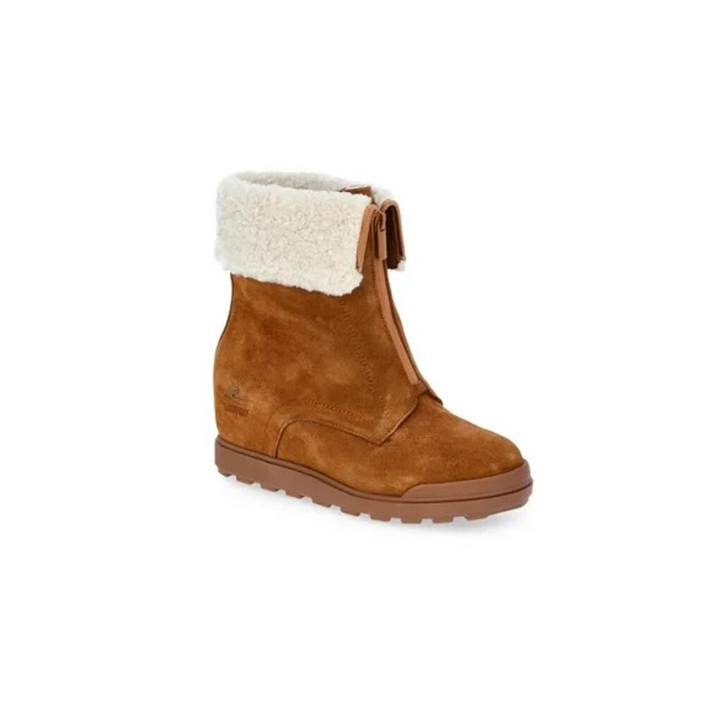 Ozark Trail Women's Wedge Faux Shearling WaterProof Suede Snow Zip Boots size 10
